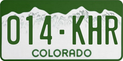 CO license plate 014KHR