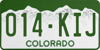 CO license plate 014KIJ
