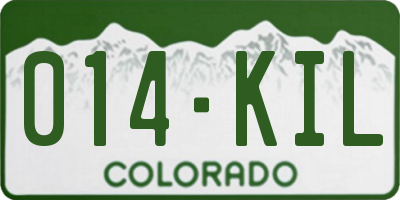 CO license plate 014KIL