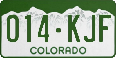 CO license plate 014KJF