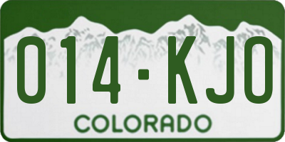 CO license plate 014KJO