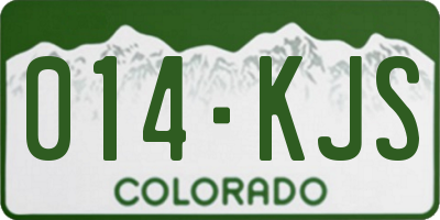 CO license plate 014KJS