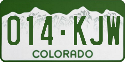 CO license plate 014KJW