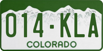 CO license plate 014KLA
