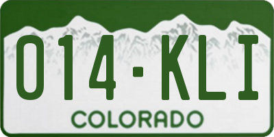 CO license plate 014KLI