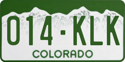 CO license plate 014KLK