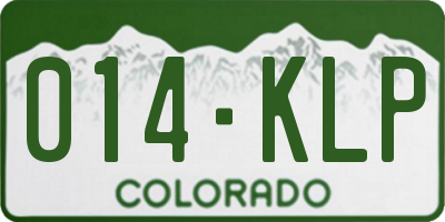 CO license plate 014KLP