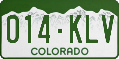 CO license plate 014KLV
