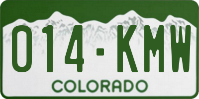 CO license plate 014KMW