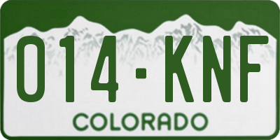CO license plate 014KNF