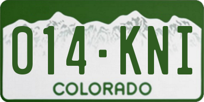 CO license plate 014KNI