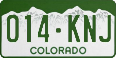 CO license plate 014KNJ