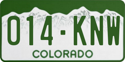 CO license plate 014KNW