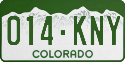 CO license plate 014KNY