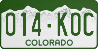 CO license plate 014KOC
