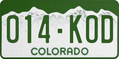 CO license plate 014KOD