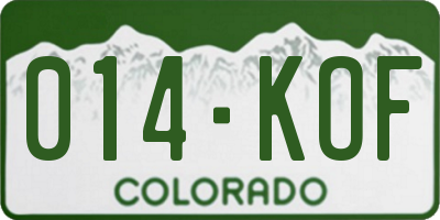 CO license plate 014KOF