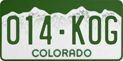 CO license plate 014KOG