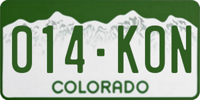 CO license plate 014KON
