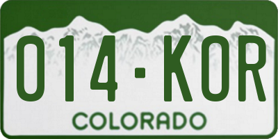 CO license plate 014KOR