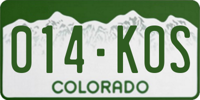 CO license plate 014KOS