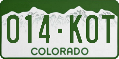 CO license plate 014KOT