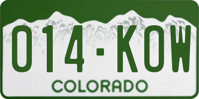 CO license plate 014KOW