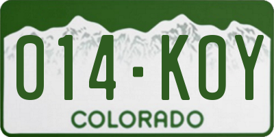 CO license plate 014KOY