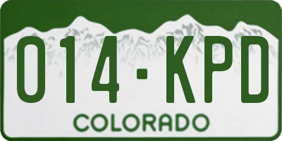 CO license plate 014KPD