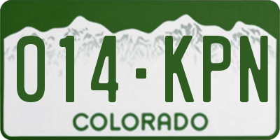 CO license plate 014KPN