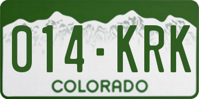 CO license plate 014KRK