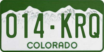 CO license plate 014KRQ