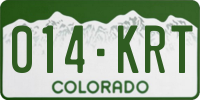 CO license plate 014KRT