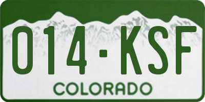 CO license plate 014KSF
