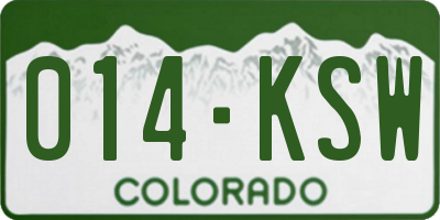 CO license plate 014KSW