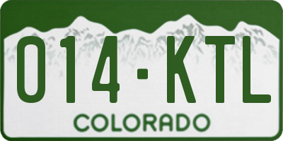 CO license plate 014KTL