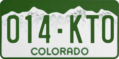 CO license plate 014KTO