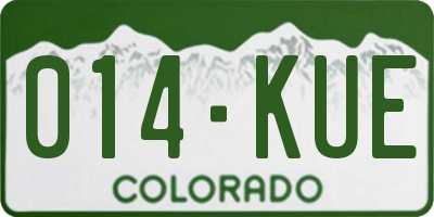 CO license plate 014KUE