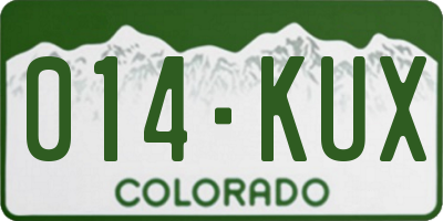 CO license plate 014KUX