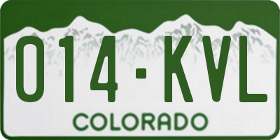 CO license plate 014KVL