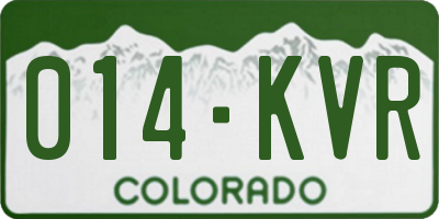 CO license plate 014KVR