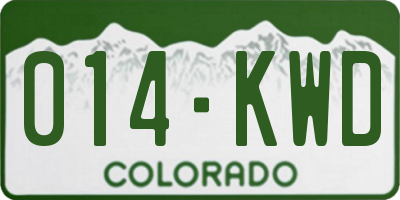 CO license plate 014KWD