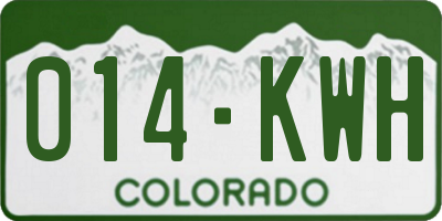 CO license plate 014KWH