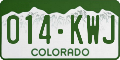 CO license plate 014KWJ