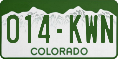 CO license plate 014KWN
