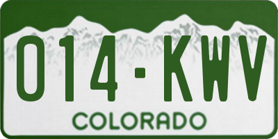 CO license plate 014KWV