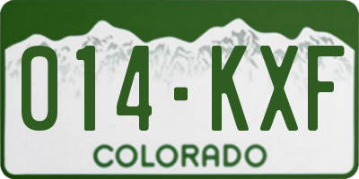 CO license plate 014KXF