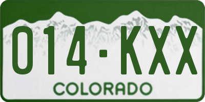 CO license plate 014KXX