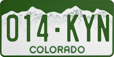 CO license plate 014KYN