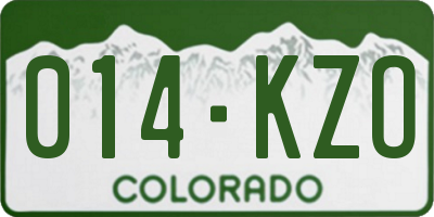 CO license plate 014KZO